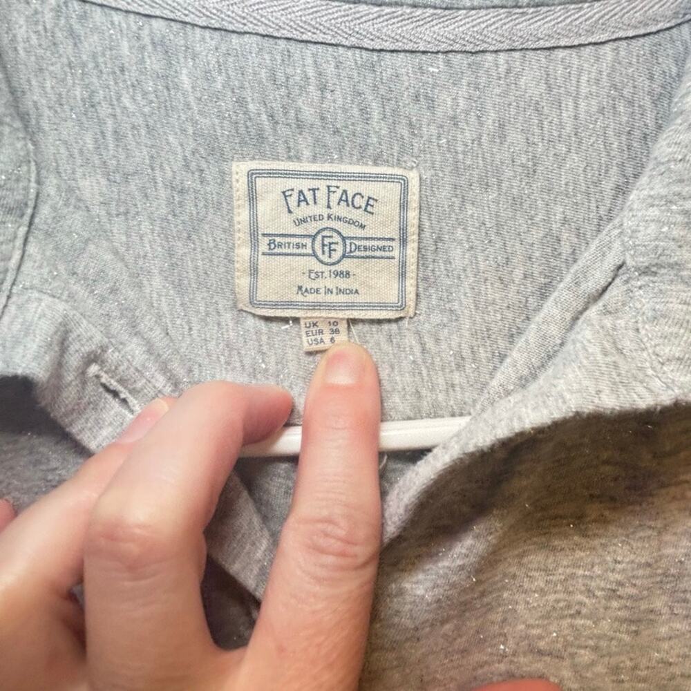 Fat Face Gray Heather Knit Button Down Shirt Long Sleeve US 6 Shimmer Top - Picture 3 of 9